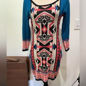 Flying tomato aztec print sweater, dress, size small